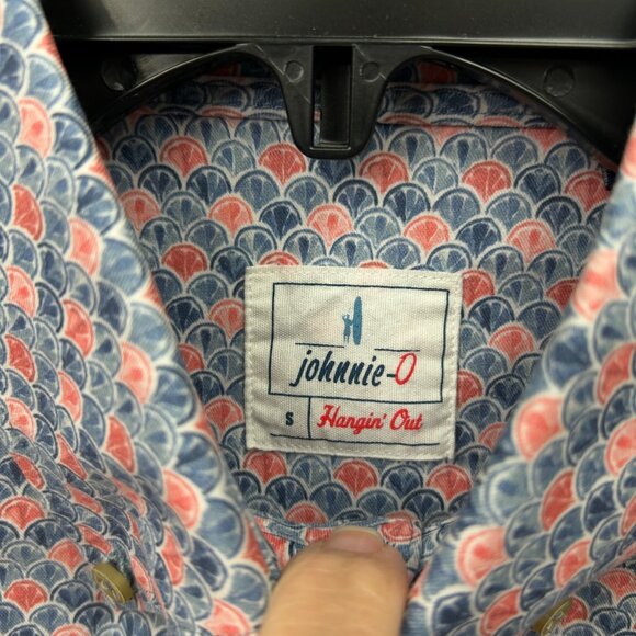 Johnnie-O Lake Avin Button Up Short Sleeve Knit Shirt Men's Sz Small Gray Pink - Picture 2 of 9